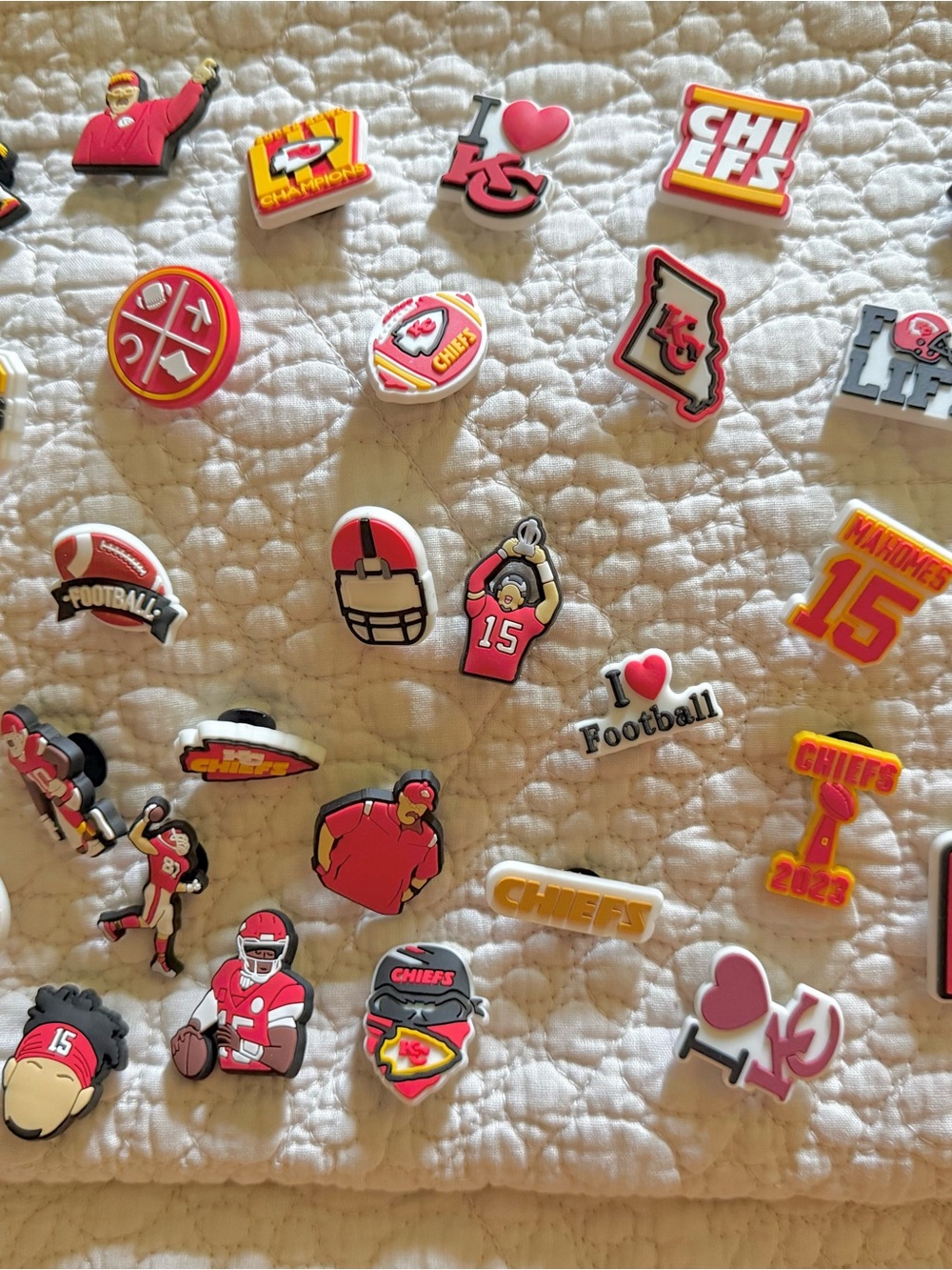Kansas City Chiefs Croc Charms - Red & Yellow Football Icons